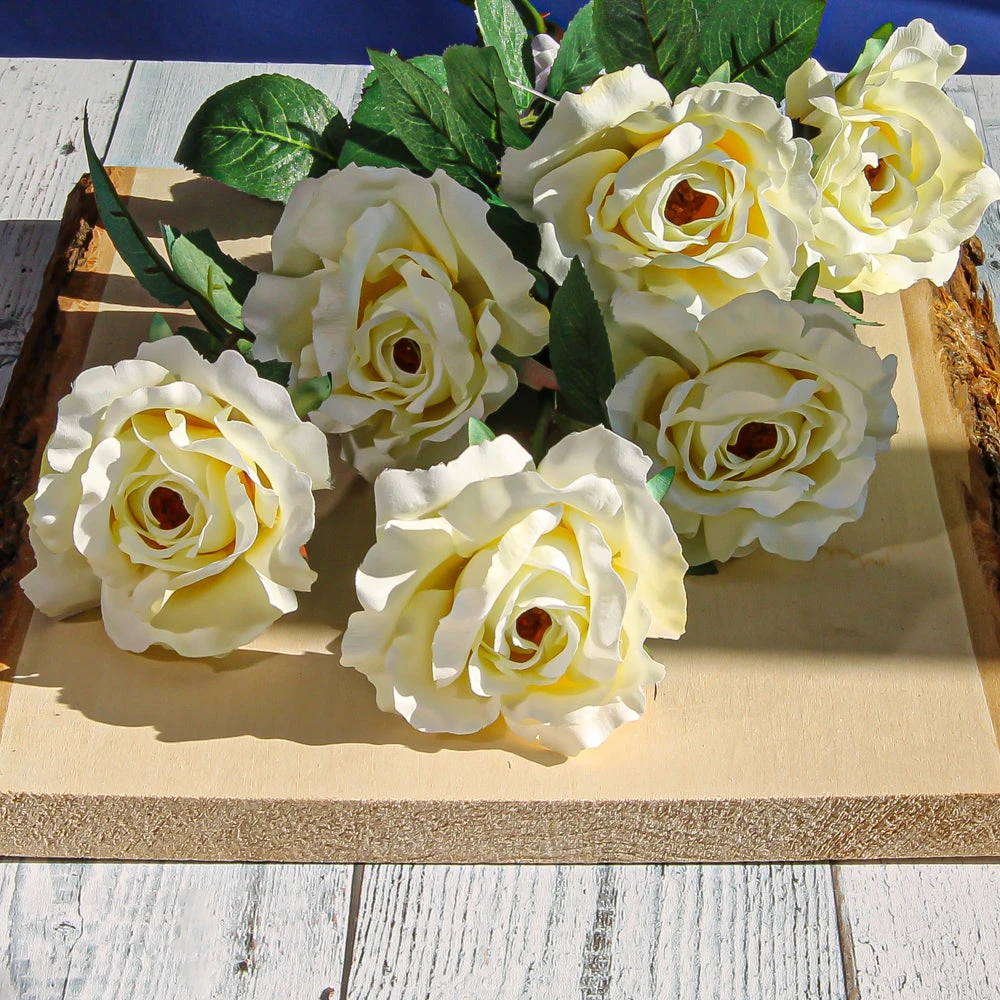 Set Of 12 Cream White Silk Roses 23" 1 Set Of 12 Cream White Silk Roses 23"