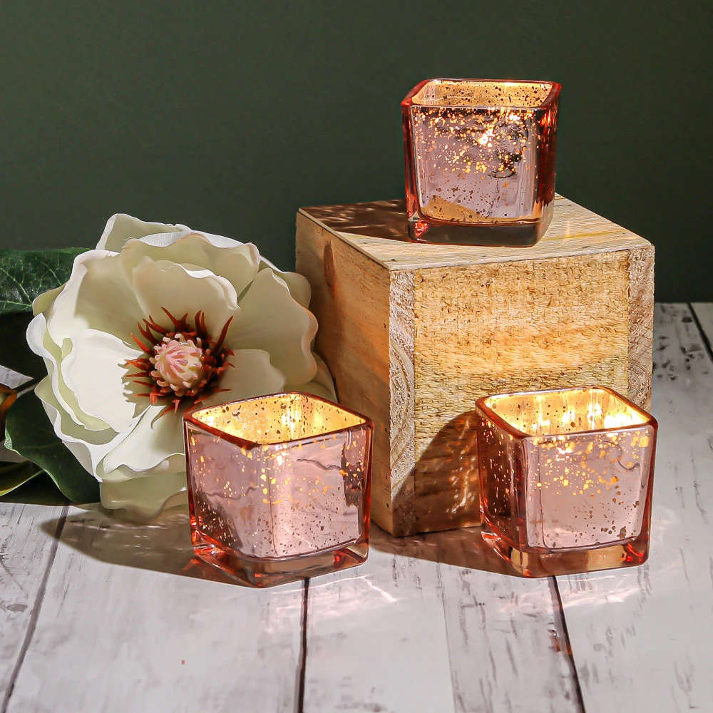 Richland Rose Gold Mercury Square Votive Holder Set Of 72 2 Richland Rose Gold Mercury Square Votive Holder Set Of 72 - Image 2