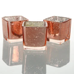 Richland Rose Gold Mercury Square Votive Holder Set Of 12