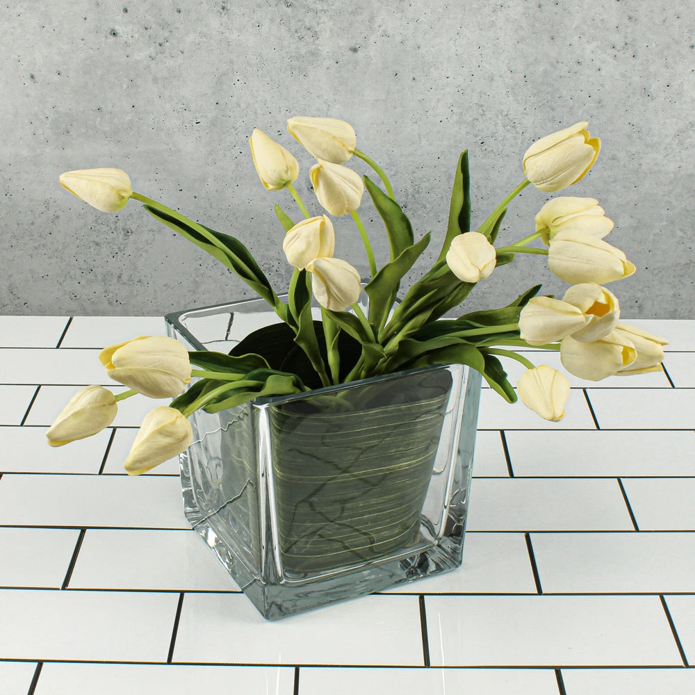 Richland Square Glass Cube Vase Set Of 3 (4"/5"/6") 3 Richland Square Glass Cube Vase Set Of 3 (4"/5"/6") - Image 3