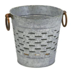 Tuscan 9" Olive Bucket With Copper Ring Handles