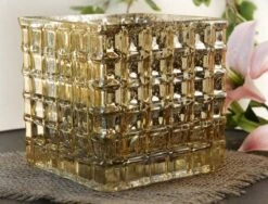 Gold Mercury Mosaic Glass Cube 6" - Square Vase & Candle Holder 6 Gold Mercury Mosaic Glass Cube 6" - Square Vase & Candle Holder -Candle Glow Deals Store 2013 09 04 1757 edited 1