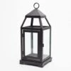 Richland Black Contemporary Metal Lantern With Clear Glasses - Small