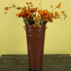 Rusty Brown French Flower Market Bucket 22" With Handles