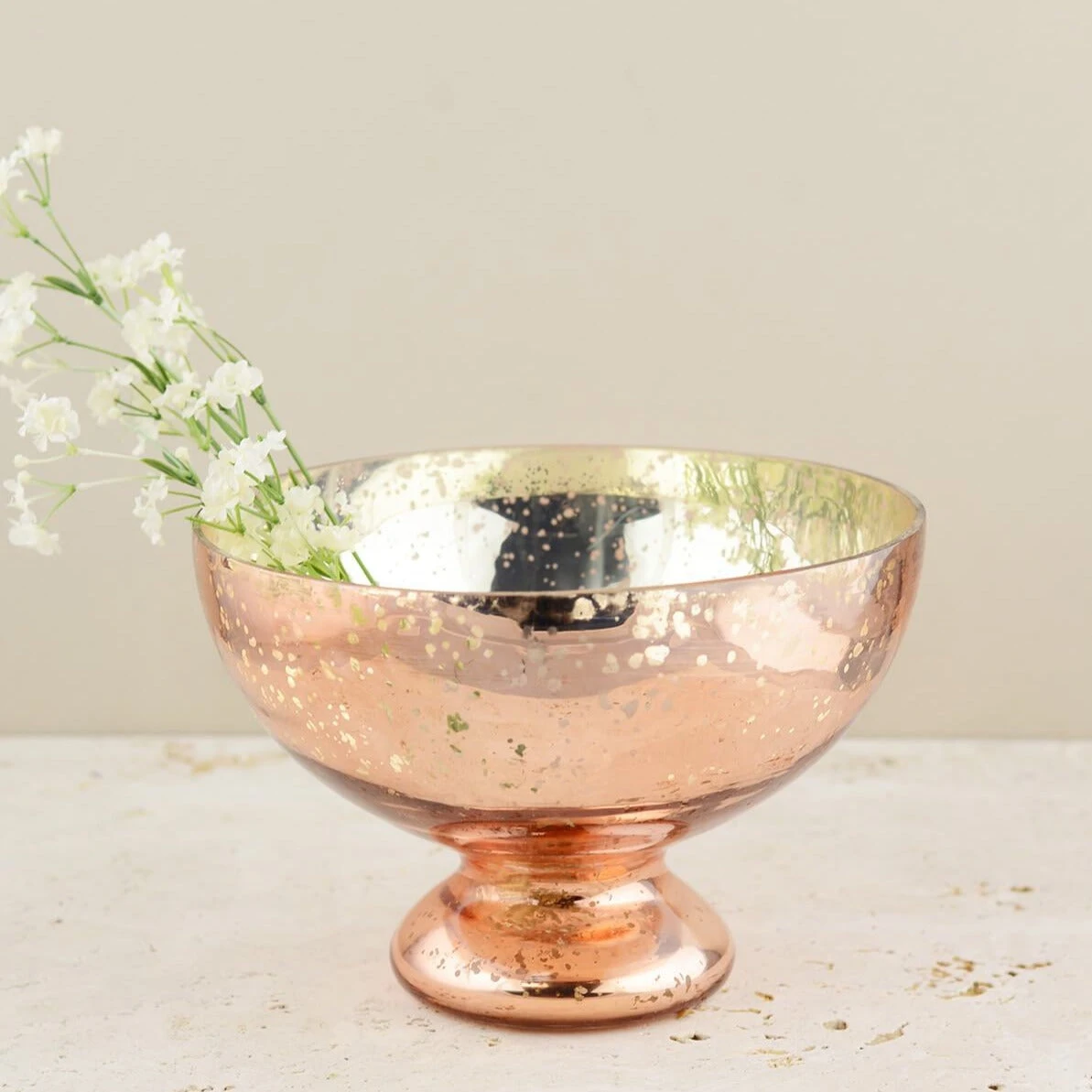 Mercury Glass Compote Bowl Rose Gold 7x5in 1 Mercury Glass Compote Bowl Rose Gold 7x5in