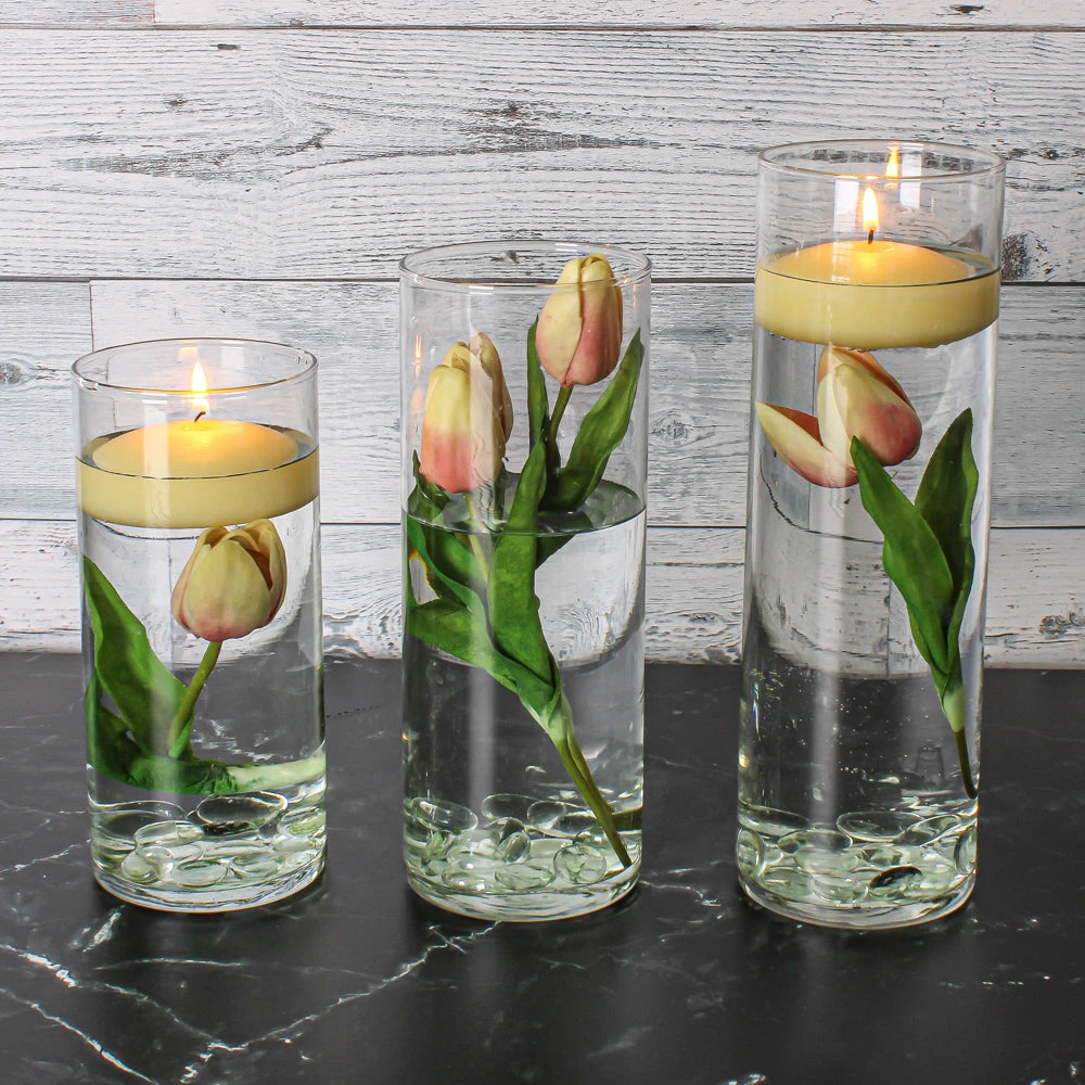 Eastland Cylinder Floating Candle Holders 7.5" , 9" & 10.5" Set Of 3 4 Eastland Cylinder Floating Candle Holders 7.5" , 9" & 10.5" Set Of 3 - Image 4