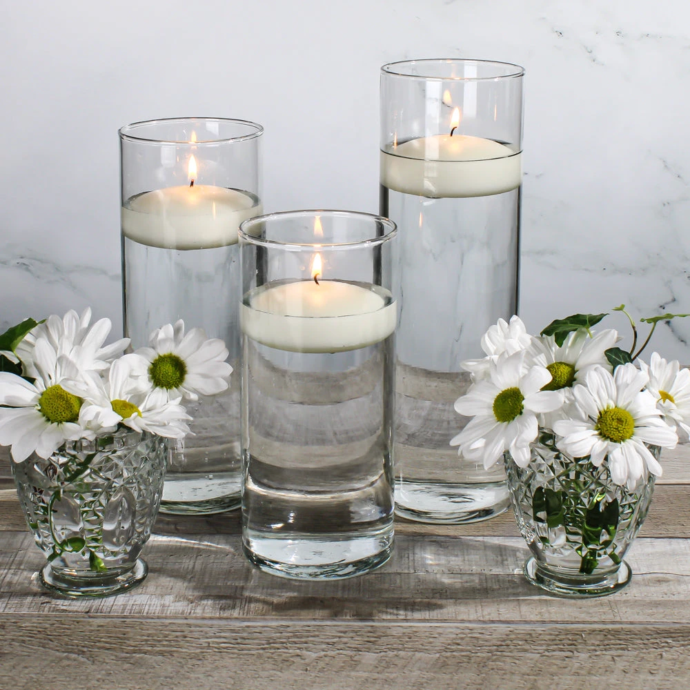 Eastland Cylinder Floating Candle Holders 7.5" , 9" & 10.5" Set Of 3 3 Eastland Cylinder Floating Candle Holders 7.5" , 9" & 10.5" Set Of 3 - Image 3