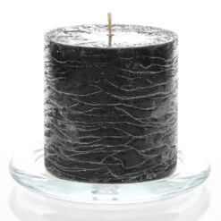 Richland Rustic Pillar Candle 3"x 3" Black Set Of 24