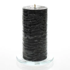 Richland Rustic Pillar Candle 3"x 6" Black Set Of 24