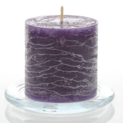 Richland Rustic Pillar Candle 3"x 3" Purple Set Of 12