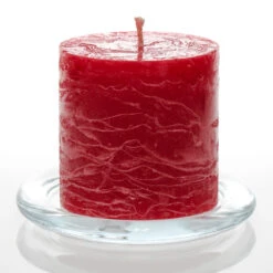 Richland Rustic Pillar Candle 3"x 3" Red Set Of 24