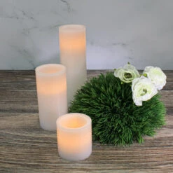 Richland Flameless LED Pillar Candles 3"x3", 3"x6" & 3"x9" White Set Of 18 -Candle Glow Deals Store 7103 7106 7109 4418