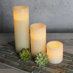 Richland Flameless LED Pillar Candles 3"x3", 3"x6" & 3"x9" Ivory Set Of 3 -Candle Glow Deals Store 7123 7126 7129 4894 53350823 8f65 42c2 81c6 5d9c4388d132