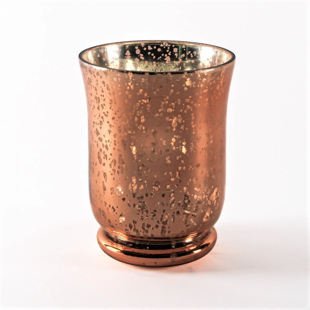Blush Rose Gold Mercury Glass Hurricane Vase & Candle Holder 6" 1 Blush Rose Gold Mercury Glass Hurricane Vase & Candle Holder 6"