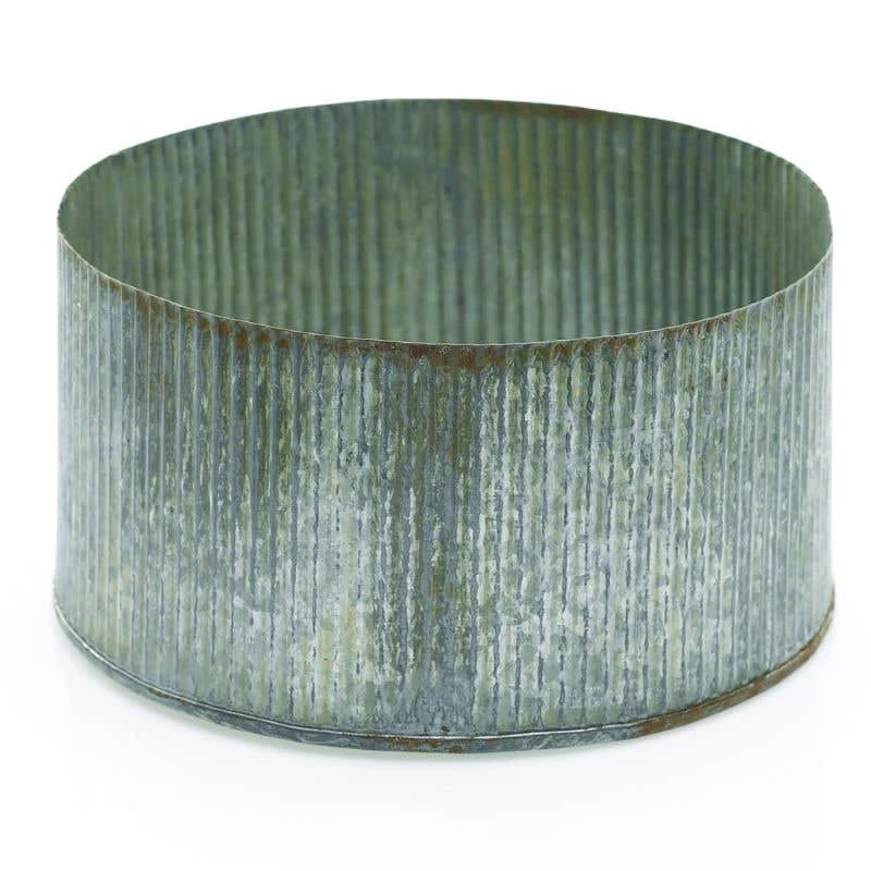Norah Corrugated Zinc Pot Bowl 4" X 7.5" 3 Norah Corrugated Zinc Pot Bowl 4" X 7.5" - Image 3