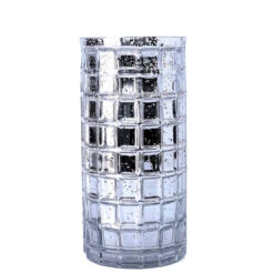 Silver Mercury Glass Cylinder 10" - Vase & Candle Holder -Candle Glow Deals Store 87260257051