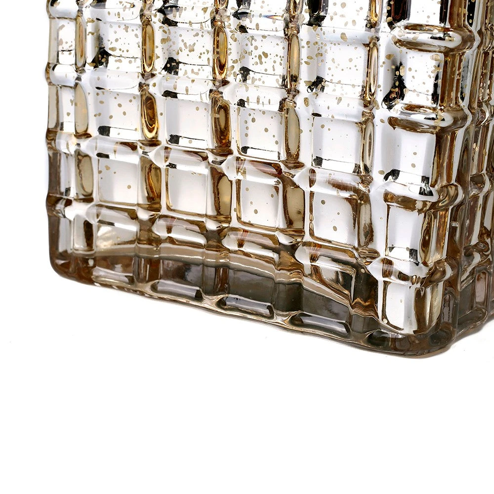 Gold Mercury Mosaic Glass Cube 6" - Square Vase & Candle Holder 4 Gold Mercury Mosaic Glass Cube 6" - Square Vase & Candle Holder - Image 4