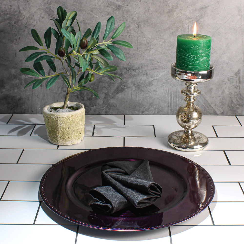 Richland Beaded Charger Plate 13" Eggplant Set Of 12 2 Richland Beaded Charger Plate 13" Eggplant Set Of 12 - Image 2