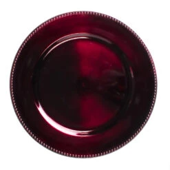 Richland Beaded Charger Plate 13" Burgundy Set Of 12