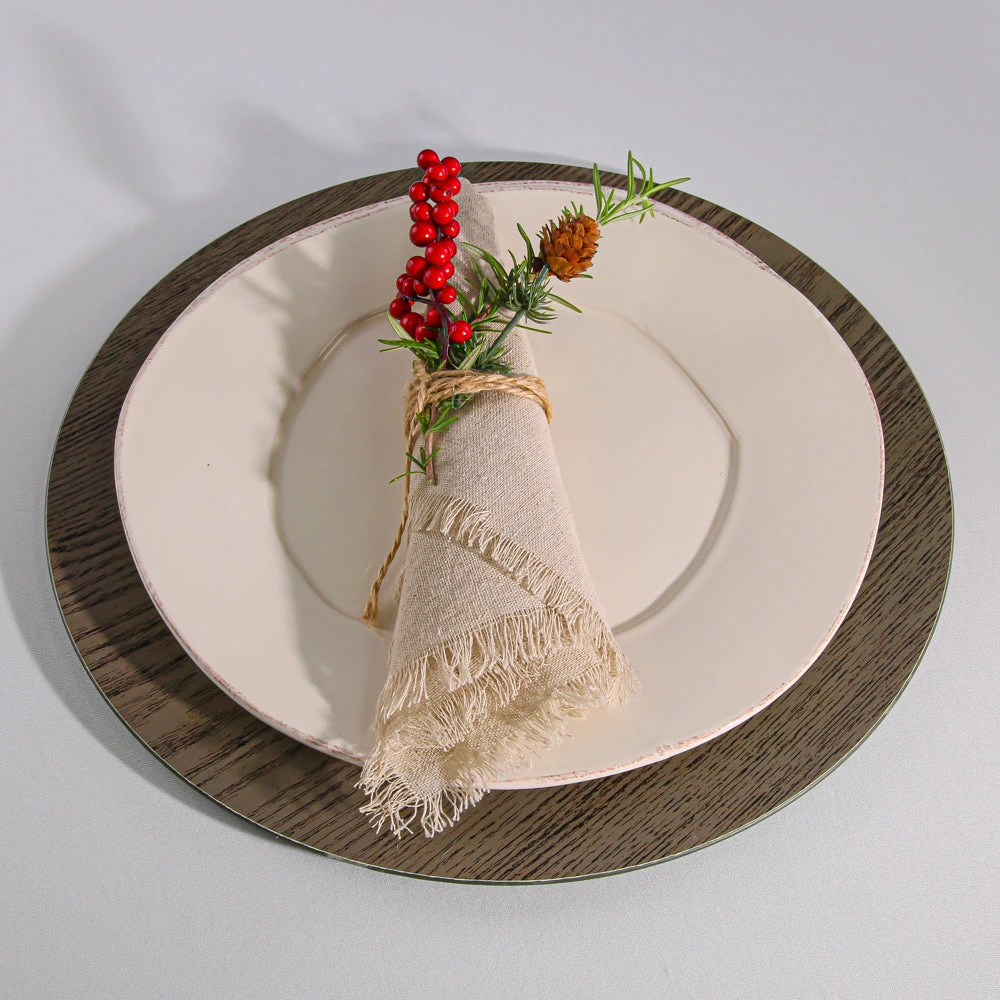 Richland Plain Charger Plate 13" Woodgrain Set Of 48 2 Richland Plain Charger Plate 13" Woodgrain Set Of 48 - Image 2