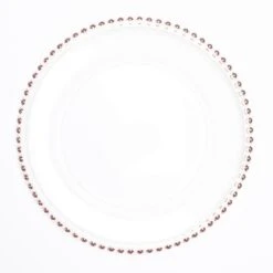 Richland 13" Rose Gold Beaded Glass Charger Plate Set Of 12