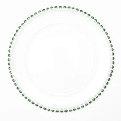 Richland 13" Green Beaded Glass Charger Plate Set Of 12
