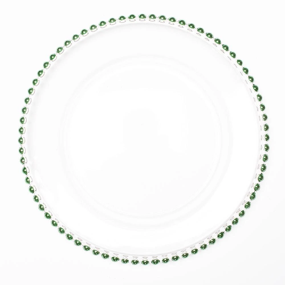 Richland 13" Green Beaded Glass Charger Plate Set Of 12 1 Richland 13" Green Beaded Glass Charger Plate Set Of 12