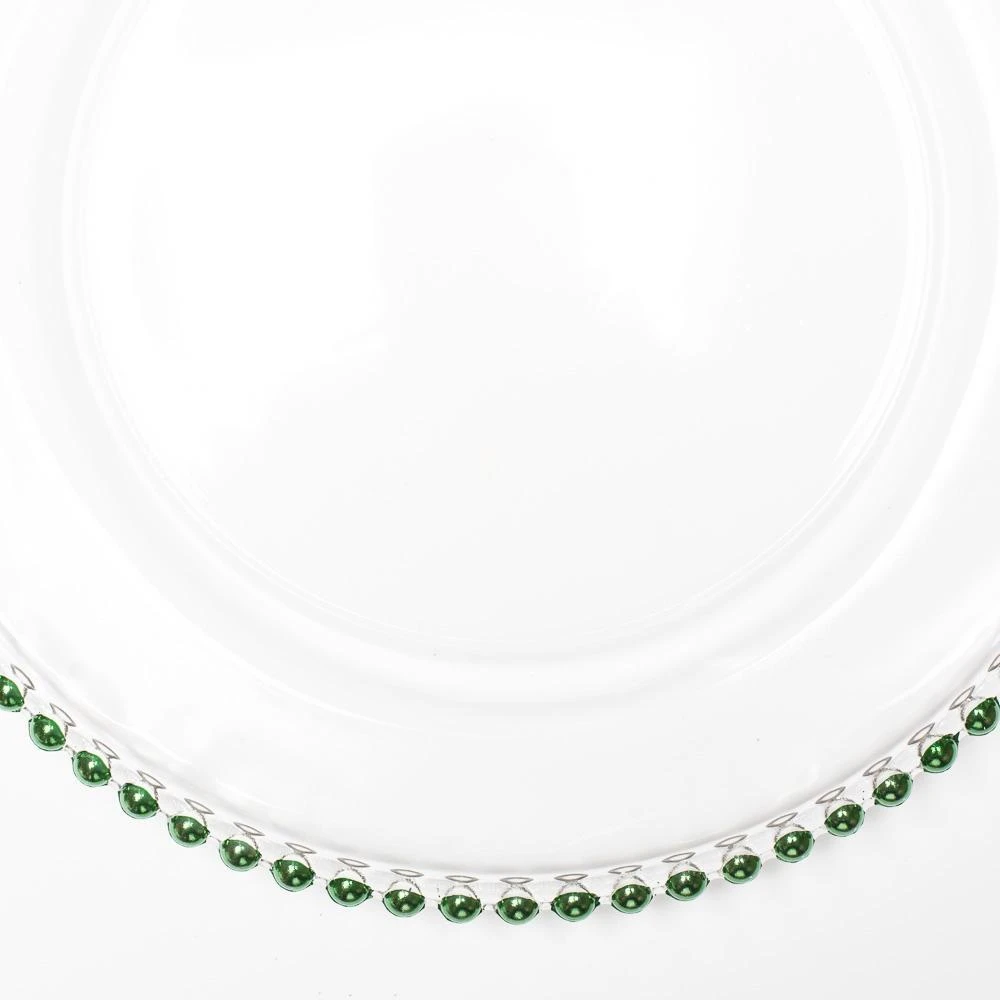 Richland 13" Green Beaded Glass Charger Plate Set Of 12 3 Richland 13" Green Beaded Glass Charger Plate Set Of 12 - Image 3