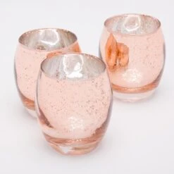 Richland Grande Hurricane Votive Holder Rose Gold Mercury Set Of 72
