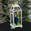 Richland White Contemporary Metal Lantern With Clear Glasses - Large