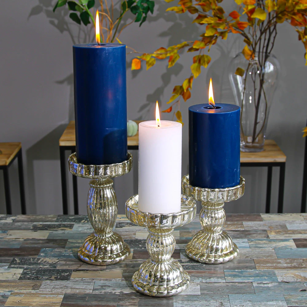 Richland Rayner Mercury Pillar Candle Holder Set Of 3 2 Richland Rayner Mercury Pillar Candle Holder Set Of 3 - Image 2