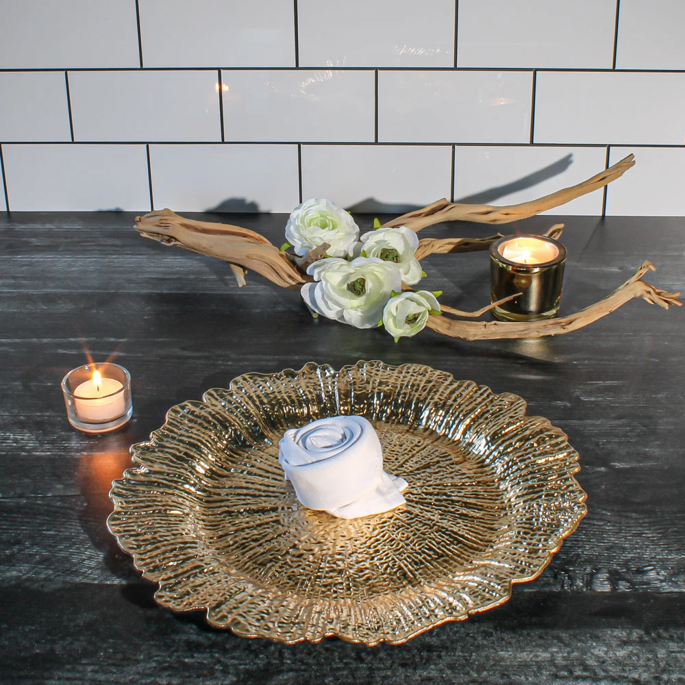 Richland 13" Dripped In Gold Charger Plate Set Of 12 2 Richland 13" Dripped In Gold Charger Plate Set Of 12 - Image 2