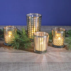 Richland Silver Lattice Glass Holder - Small Set Of 12 -Candle Glow Deals Store 9371 9369 9521 8037