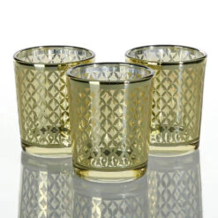 Richland Gold Lattice Glass Holder - Small Set Of 12