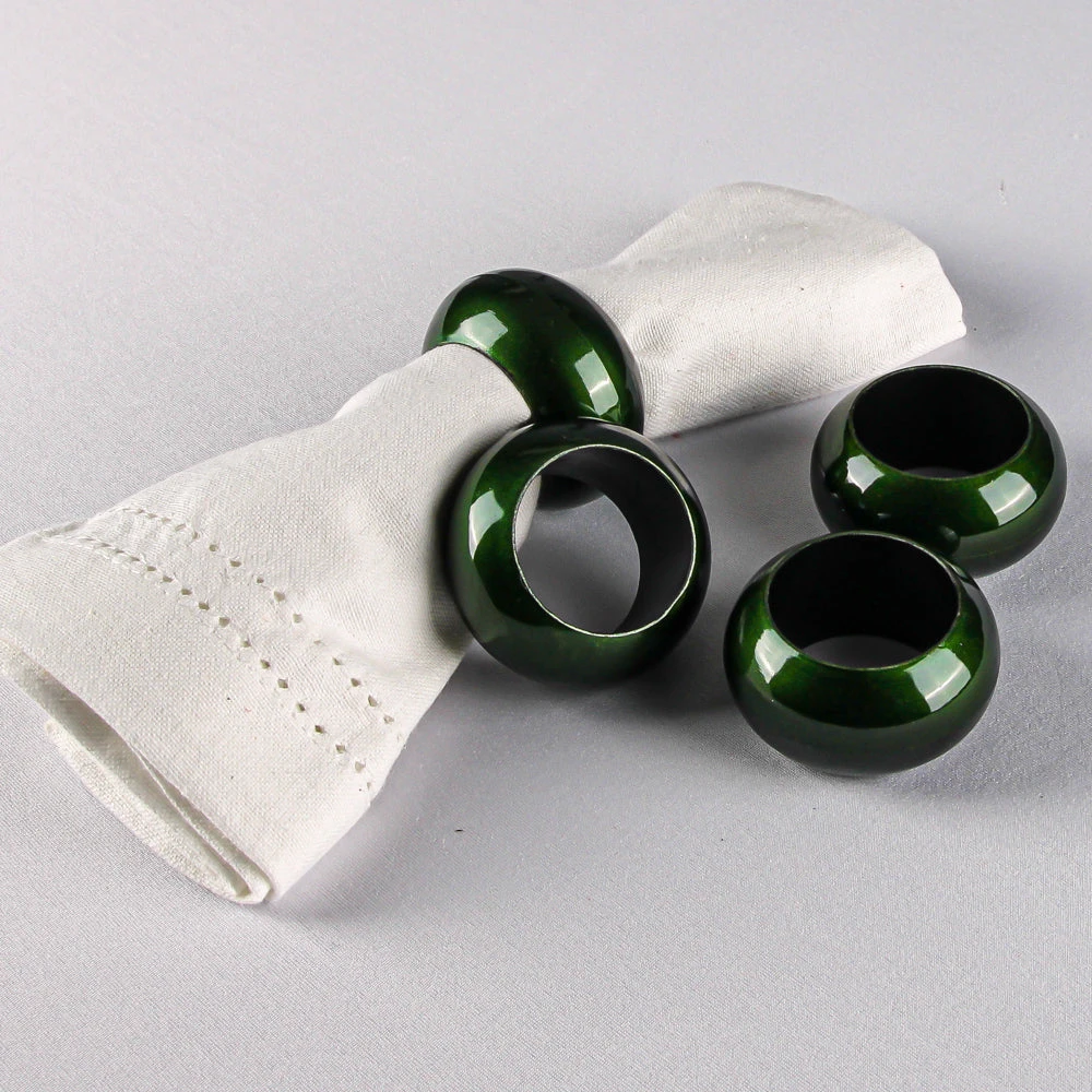 Richland Napkin Ring 2.3" Forest Green Set Of 12 2 Richland Napkin Ring 2.3" Forest Green Set Of 12 - Image 2