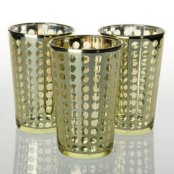 Richland Gold Dotted Glass Holder - Large Set Of 12