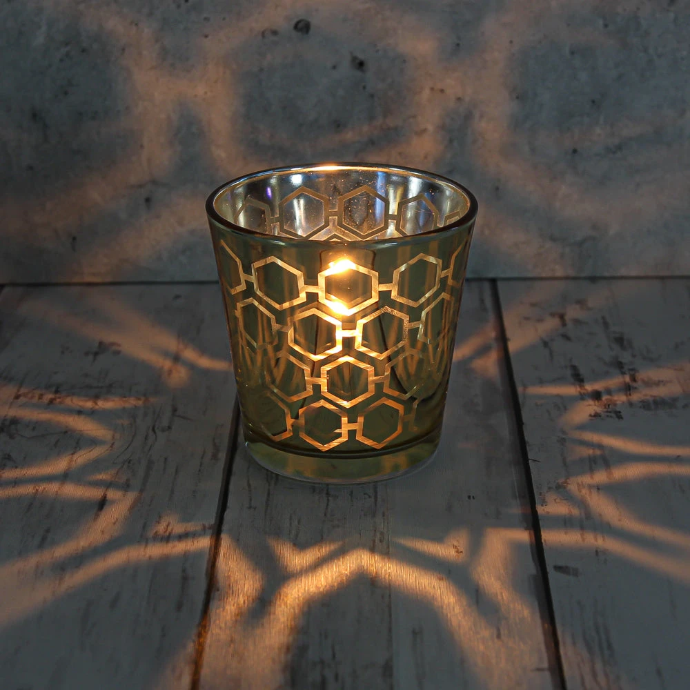 Richland Gold Hexagonal Glass Holder - Medium Set Of 48 2 Richland Gold Hexagonal Glass Holder - Medium Set Of 48 - Image 2