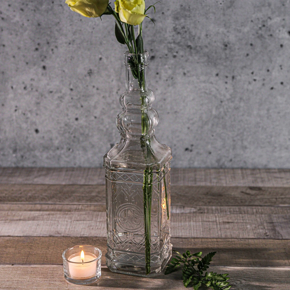 Richland Vintage Square Glass Bottle Clear Set Of 6 2 Richland Vintage Square Glass Bottle Clear Set Of 6 - Image 2