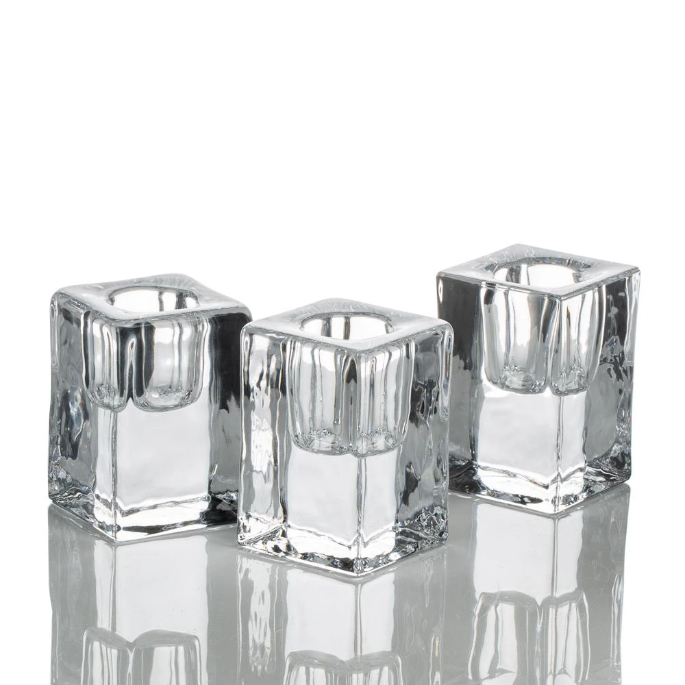 Richland Square Glass Taper Candle Holder 2.5" Set Of 6 1 Richland Square Glass Taper Candle Holder 2.5" Set Of 6