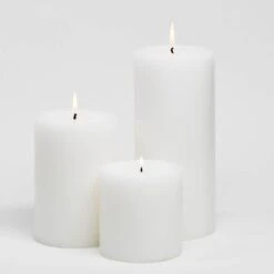 Richland Pillar Candles 4"x4", 4"x6" & 4"x9 White Set Of 3