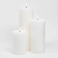 Richland Pillar Candles 4"x6", 4"x9" & 4"x12" White Set Of 3