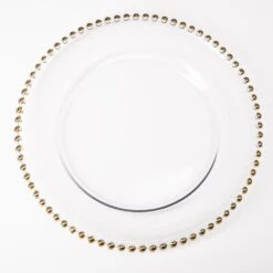 Richland 13" Gold Beaded Glass Charger Plate Set Of 12