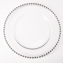 Richland 13" Silver Beaded Glass Charger Plate Set Of 12