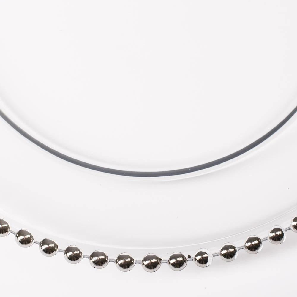 Richland 13" Silver Beaded Glass Charger Plate Set Of 12 3 Richland 13" Silver Beaded Glass Charger Plate Set Of 12 - Image 3