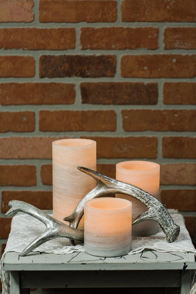Richland Flameless LED Pillar Candle Marble 4" X 6" 2 Richland Flameless LED Pillar Candle Marble 4" X 6" - Image 2