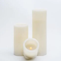 Richland Flameless LED Pillar Candles 3"x3", 3"x6" & 3"x9" Ivory Set Of 3 -Candle Glow Deals Store 967a2930 2