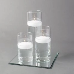 Eastland Square Mirror And Cylinder Vase Centerpiece With Richland 3" Floating Candles Set Of 84