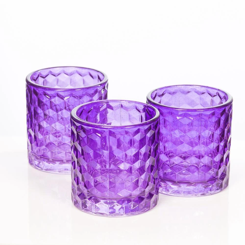 Richland Purple Chunky Honeycomb Glass Votive & Tealight Holder Set Of 6 1 Richland Purple Chunky Honeycomb Glass Votive & Tealight Holder Set Of 6