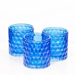 Richland Blue Chunky Honeycomb Glass Votive & Tealight Holder Set Of 12