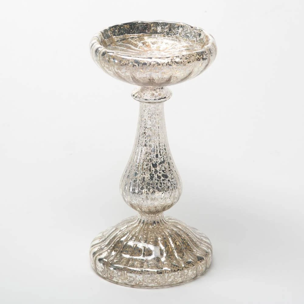 Richland Ribbed Unique Mercury Glass Pillar Candle Holder Set Of 3 6 Richland Ribbed Unique Mercury Glass Pillar Candle Holder Set Of 3 - Image 6